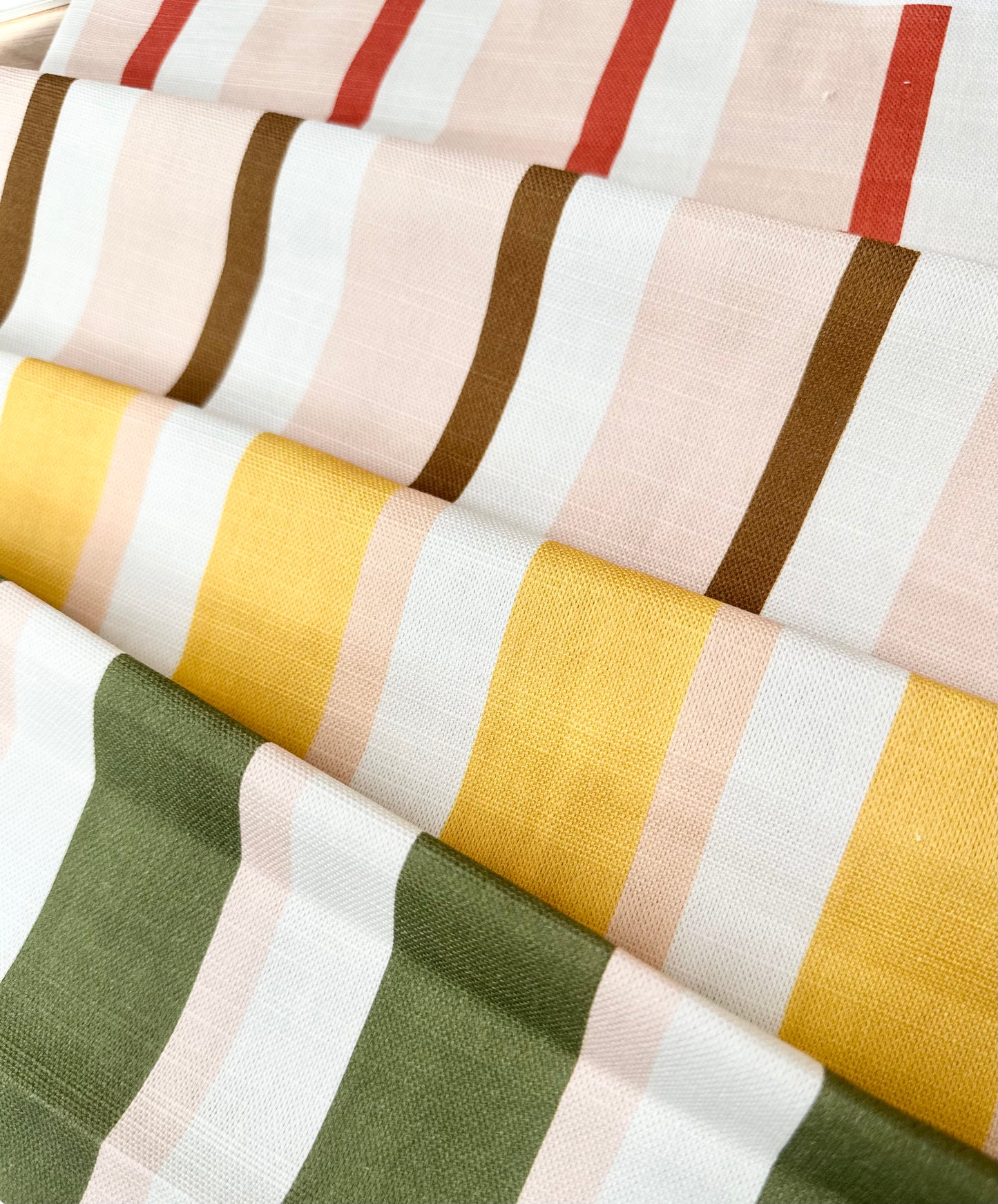 Plaster pink and Mustard Stripe Fabric