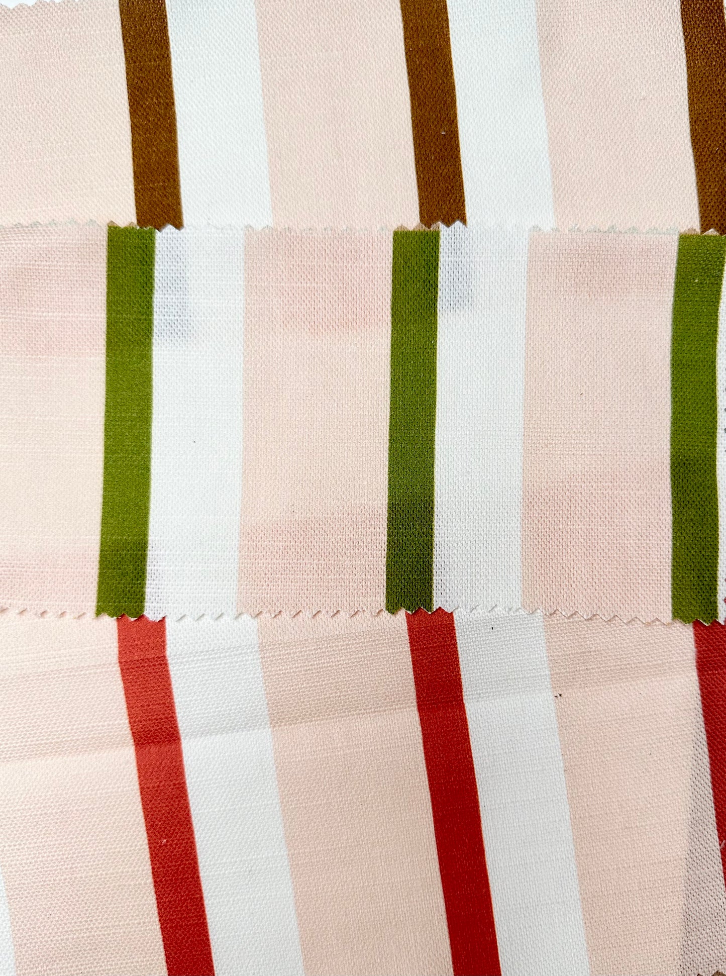 Plaster pink and Bright Green Stripe Fabric