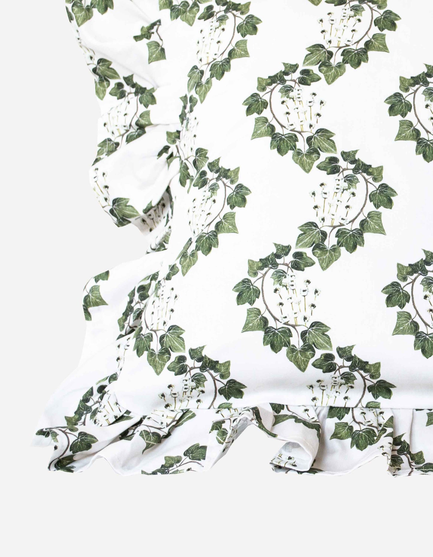 Folklore Ivy Chain Frilly Cushion White