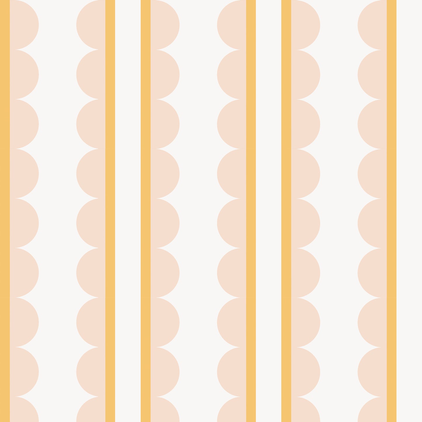 Scallop Stripe Wallpaper Pale Pink / Mustard