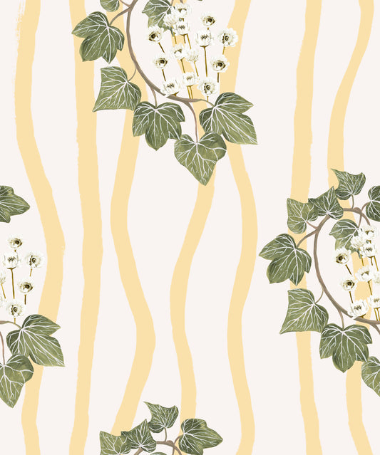Folklore Ivy Stripe Fabric Cream / Lemon