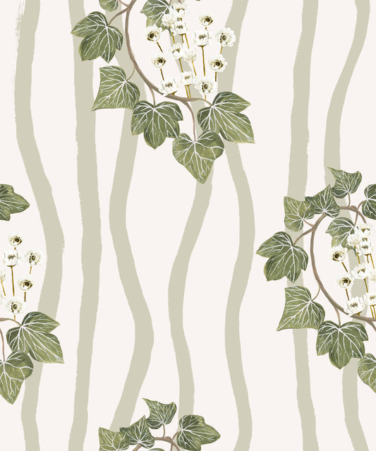 Folklore Ivy Stripe Fabric Cream / Pistachio