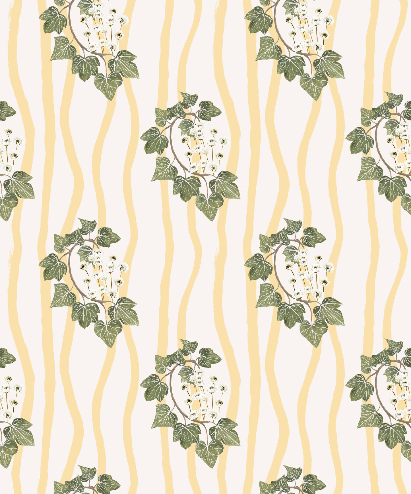 Folklore Ivy Stripe Fabric Cream / Lemon