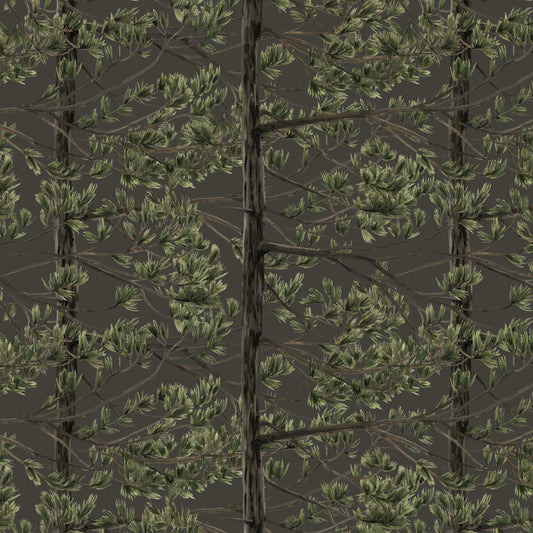 Saffron Fir Trees Fabric Black/Green