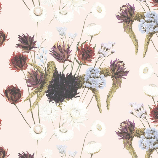 Dried Flowers Fabric in Pale Pink