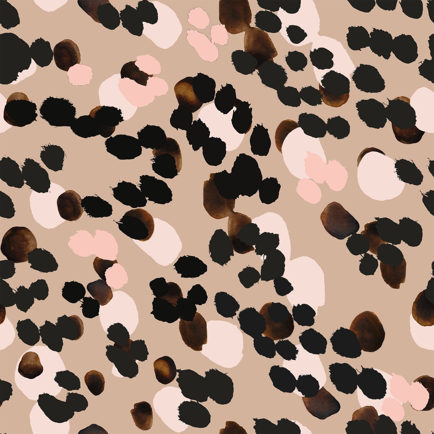 Leopard Spot Fabric In Tan/Pink