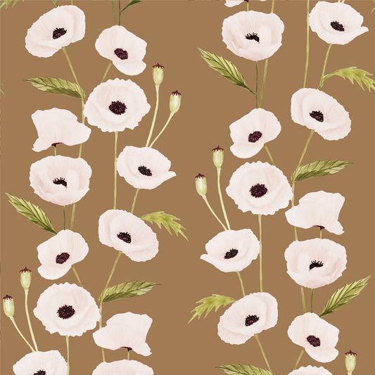 Dreamy Poppy Fabric in Toffee