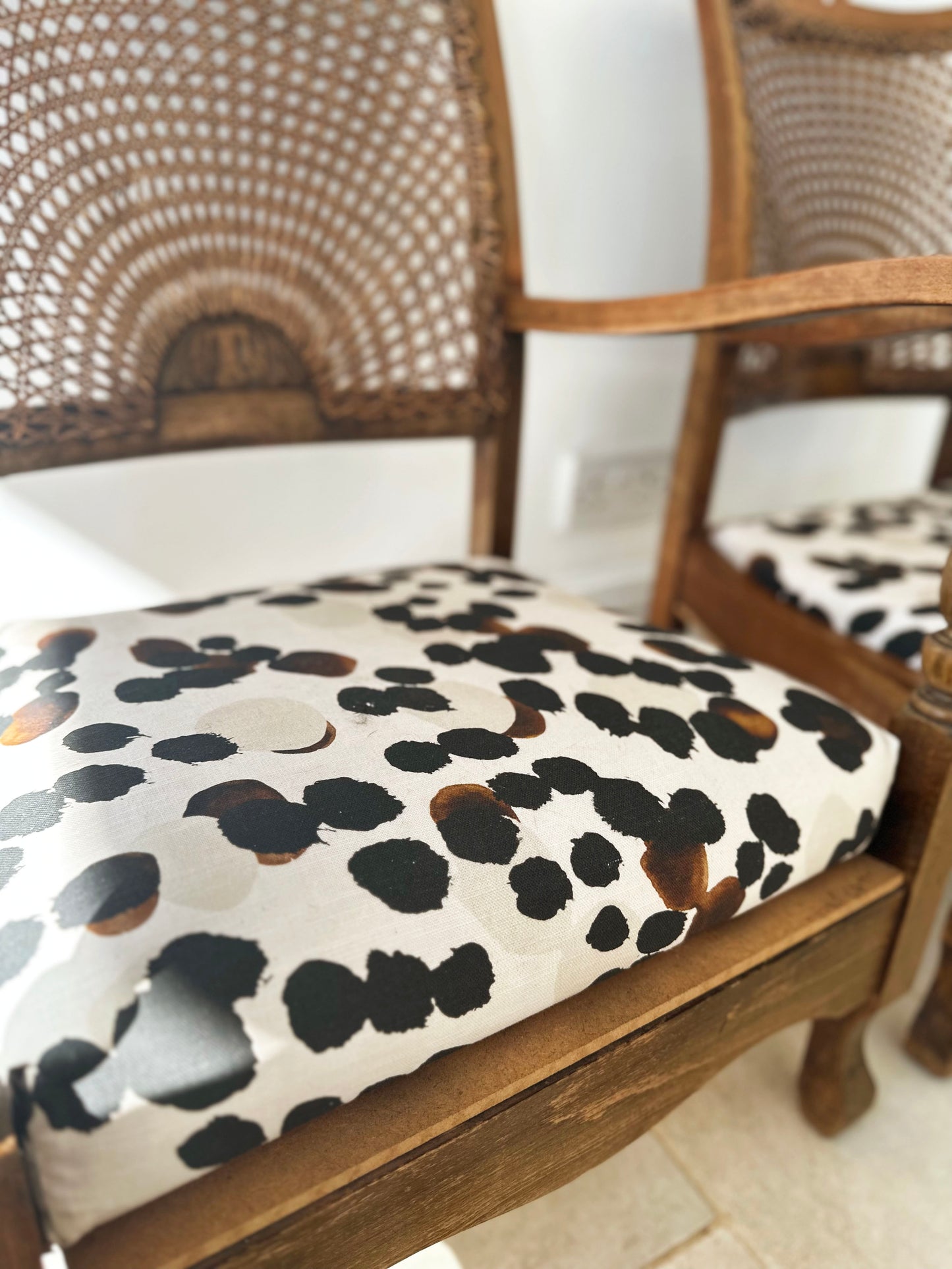 Leopard Spot Fabric in Cream/Choc