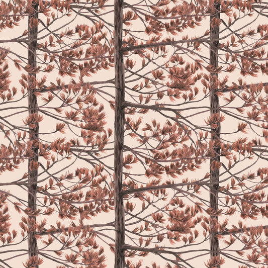 Saffron Fir Trees Fabric Red/Blush