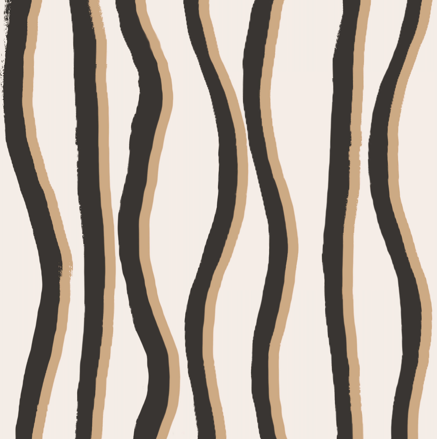 Wavy Stripe Fabric Cream/Tan/Black