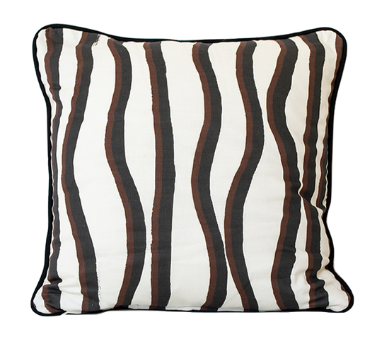 Wavy Stripe Cushion in Cream/Burg