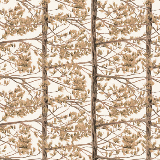 Saffron Fir Trees Fabric Bone/Amber