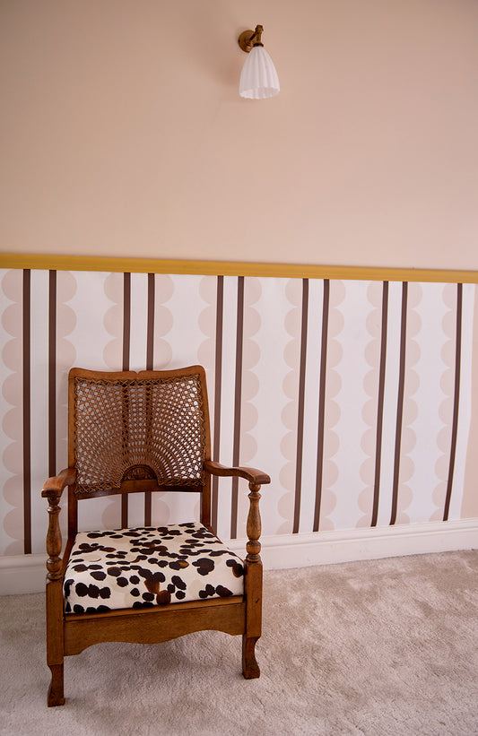 Scallop Stripe Wallpaper Pink/Cocoa